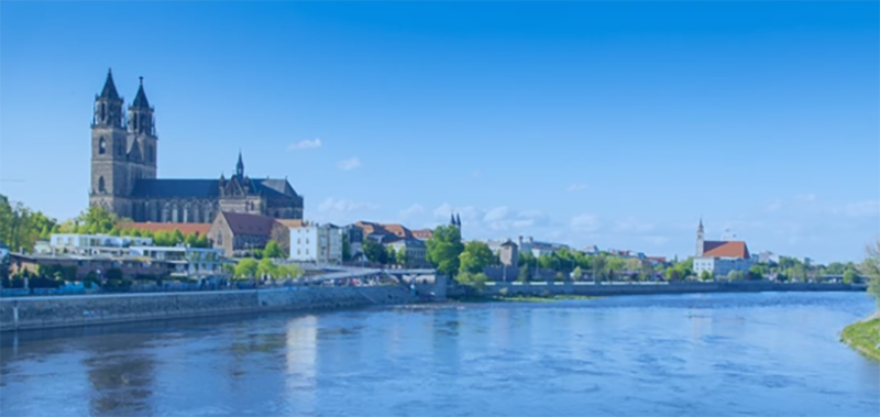 Magdeburg - Blick auf den Dom von der Elbe aus